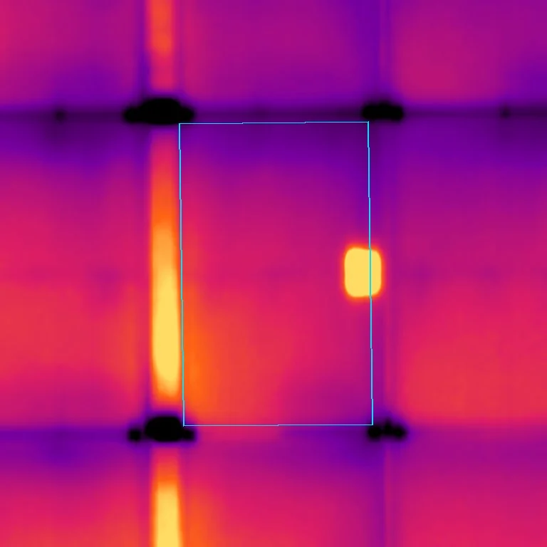 Thermal image of the panel with a hotspot